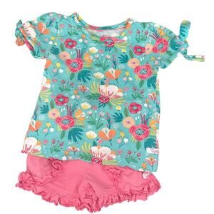 Ruffle Butts Two Peice Set Spring Floral Print Size 2T